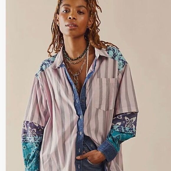 New Free People Wild Dunes Stripe Shirt size S
NWT retail $ 198 - Picture 1 of 8